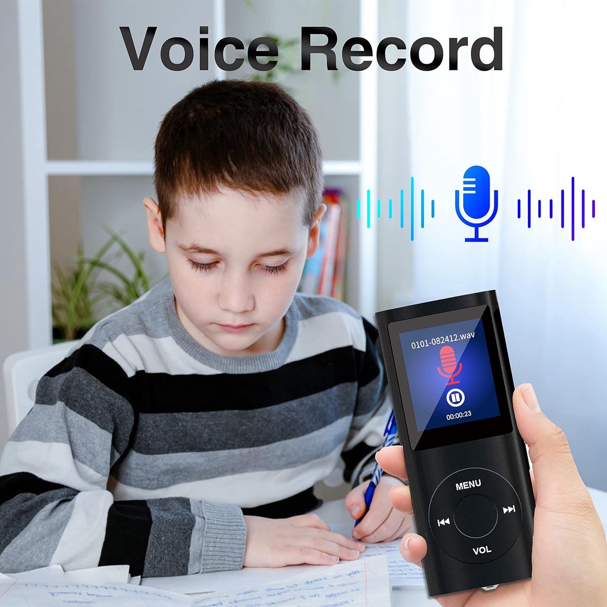 Lecteur MP3 MP4 Bluetooth 8Go Écran 1.8" - Support Carte 32Go, Musique, Radio, Enregistrement, Vidéo, E-Book (Bleu)
