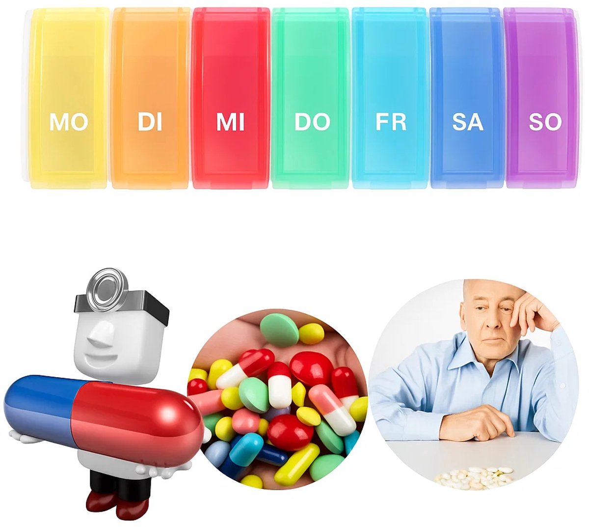 Goedkoopste Pillendoosje I Pillendoos I Medicijn Doosje I Pil Box I 7 dagen I 1 Week I Maandag t/m Zondag I Multicolor