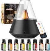 Bol.com Aromatherapie Diffuser - 8 x 10ml Etherische Oliën - Luchtverfrisser Aroma Verstuiver - Waterloze Auto-Off en LED Kaarsl... aanbieding