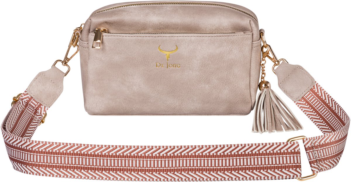 De Jong crossbody – Crossbody tas dames – Met Brede Schouderband en Franjes – Modieuze Schoudertas Dames