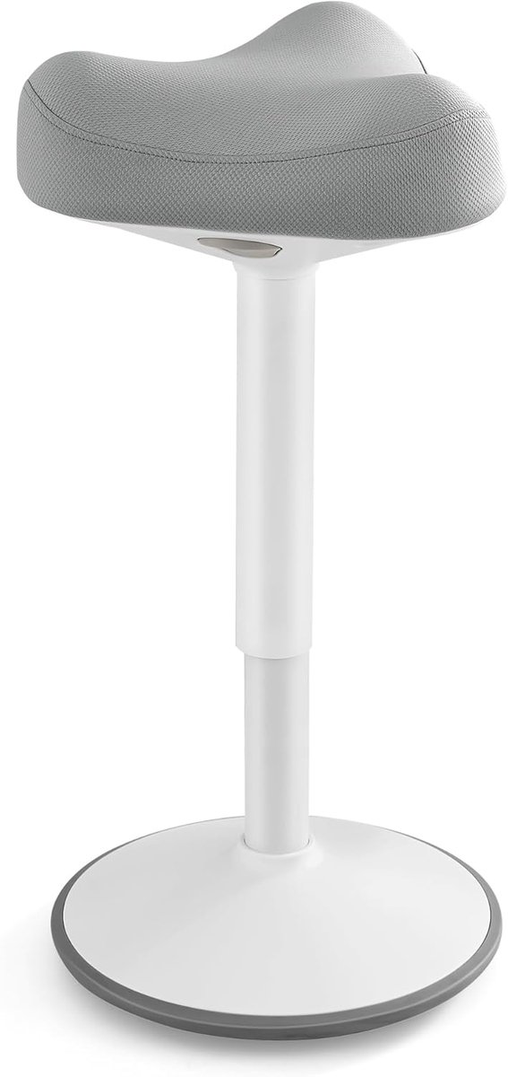 Songmics Kruk, Staande Kruk, 360° Kantelbaar, Bureaustoel, In hoogte verstelbaar 58–83 cm, Groot Voetstuk, Antislip, Modern, Grijs (model OSC008G01)