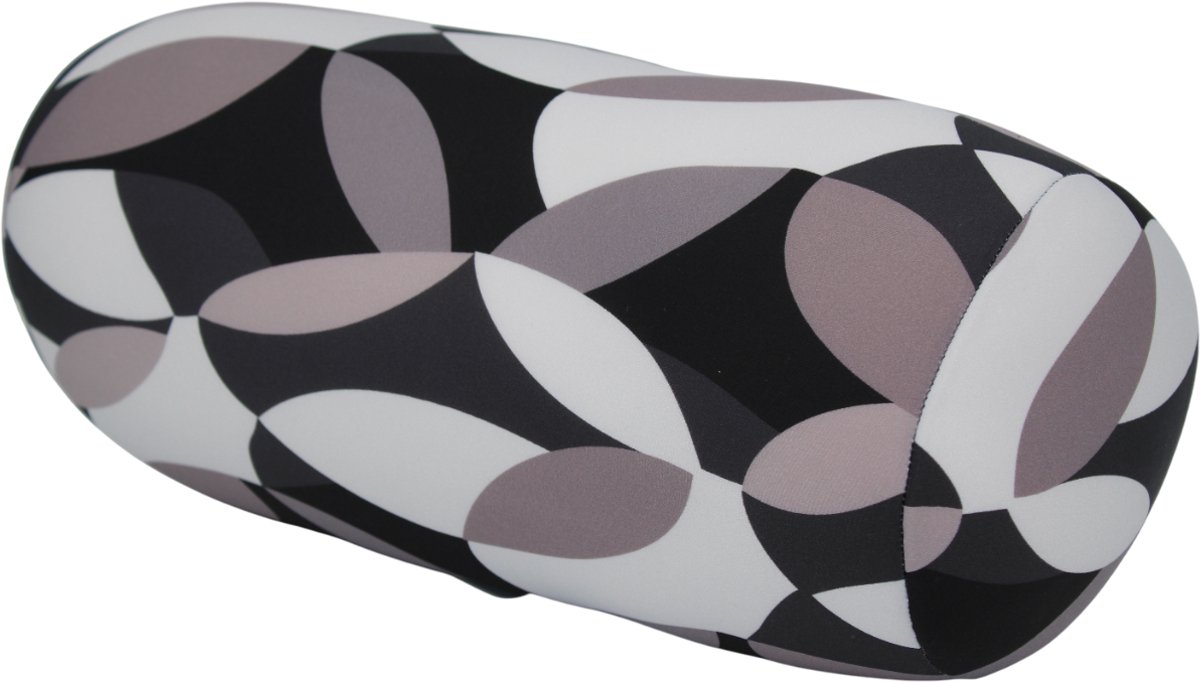 House of Healthbrands Kuschelmaxx Rolkussen - Sierkussen Rond Cilinder 17 x 33 cm - Modern-design - Stevig en zacht - Mooie print - Gevuld met microgranulaat - Vormvast & Wasbaar - Ideaal voor op de bank, bed, auto of op reis - Inclusief Wasnet Grijs