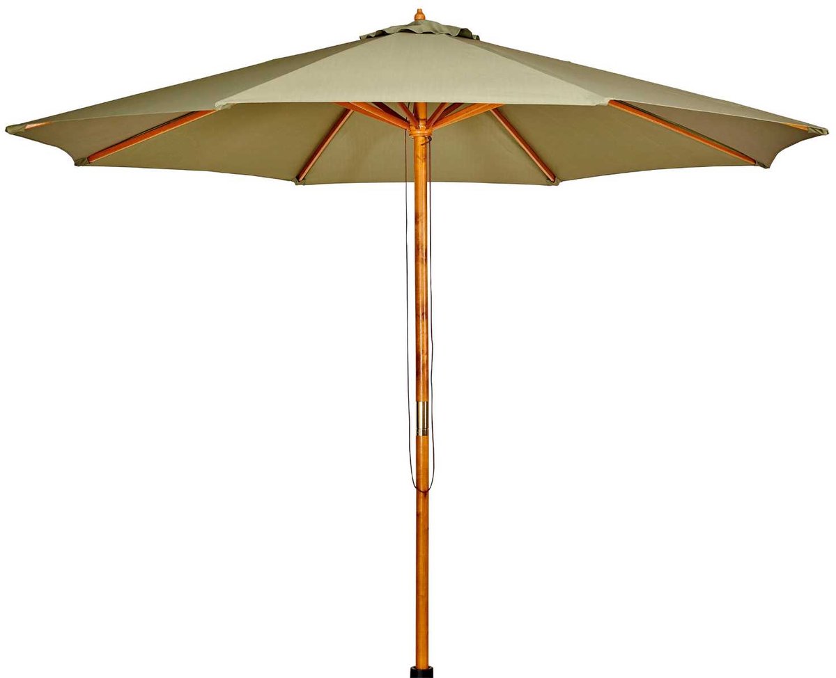 Grote Parasol Houten Tuinparasol Ø 300x260 cm – Extra Stevig & Stijlvol Zonnescherm voor Terras, Balkon & Tuin – Robuust Houtframe & UV-Beschermend Doek - Casa