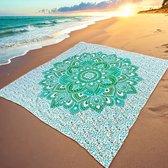 Bol.com Super dun strandkleed - lichtgewicht strandkleed - XL groot strandlaken - Groen/turquoise - Tweepersoons strandkleed - M... aanbieding
