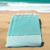 Bol.com XXXL strandkleed - 220x235 - Groen/blauw/turquoise - groot strandlaken - Tweepersoons strandlaken aanbieding