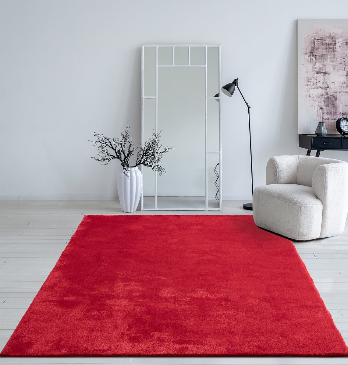 Mia’s Teppiche Taos – superzacht kortflor vloerkleed met antislip rug, wasbaar, rood, 60 x 110 cm