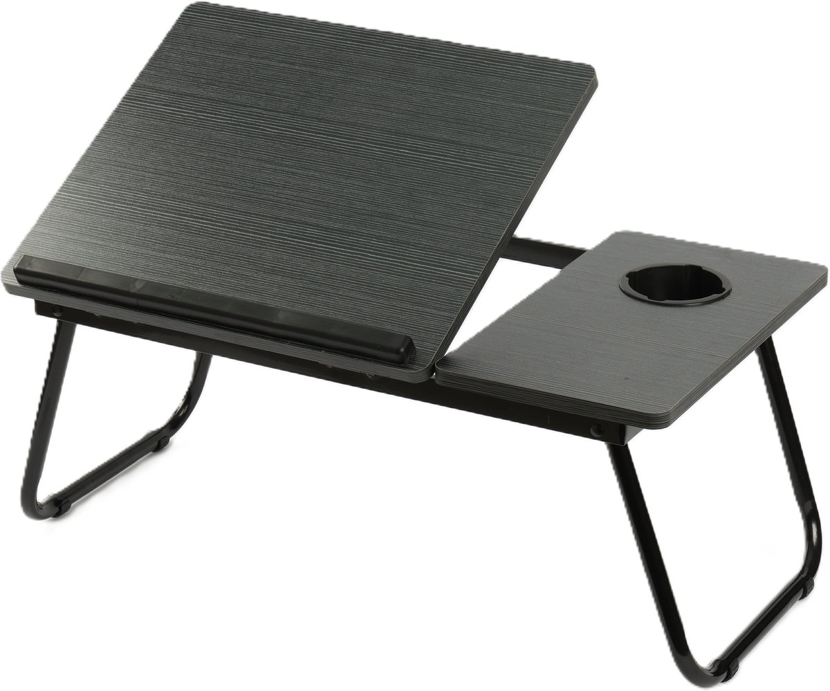 Ceruzo Bedtafel Verstelbaar – Zwart – Laptoptafel – Ontbijttafel –Gedeeld Blad - MDF Grijs Zwart