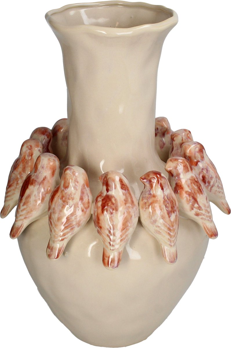 HD Collection Vase Bird Stoneware Terra 27.7x27.7x41cm