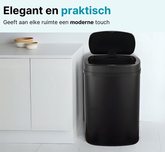 Sensor Prullenbak - 58 Liter - Wit met Roségouden deksel - RVS - Soft
