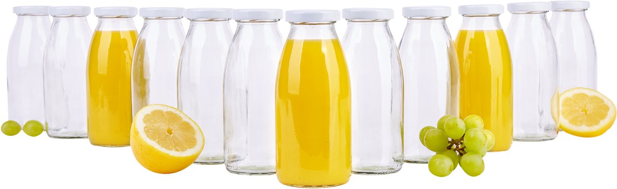 Set van 12 Hansa fles 250ml deksel To 43 wit