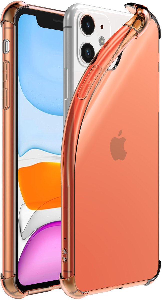 Smartphonica iPhone 11 transparant siliconen hoesje - Rood geschikt voor iPhone 11