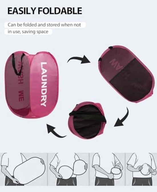 SAMMART 25L opvouwbare plastic wasmand - opvouwbare pop-up opbergcontainer/organizer - draagbare boodschappentas - ruimtebesparende mand/badkuip