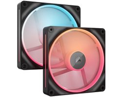 Corsair iCUE LINK LX140-R RGB 140mm PWM Reverse Fans Starter Kit - Ventilatorhuis - 2-pack - 140mm - 90 cfm - 350 - 2000 rpm - 35.4 dBA - Daisy chain - incl. iCUE LINK System Hub - zwart