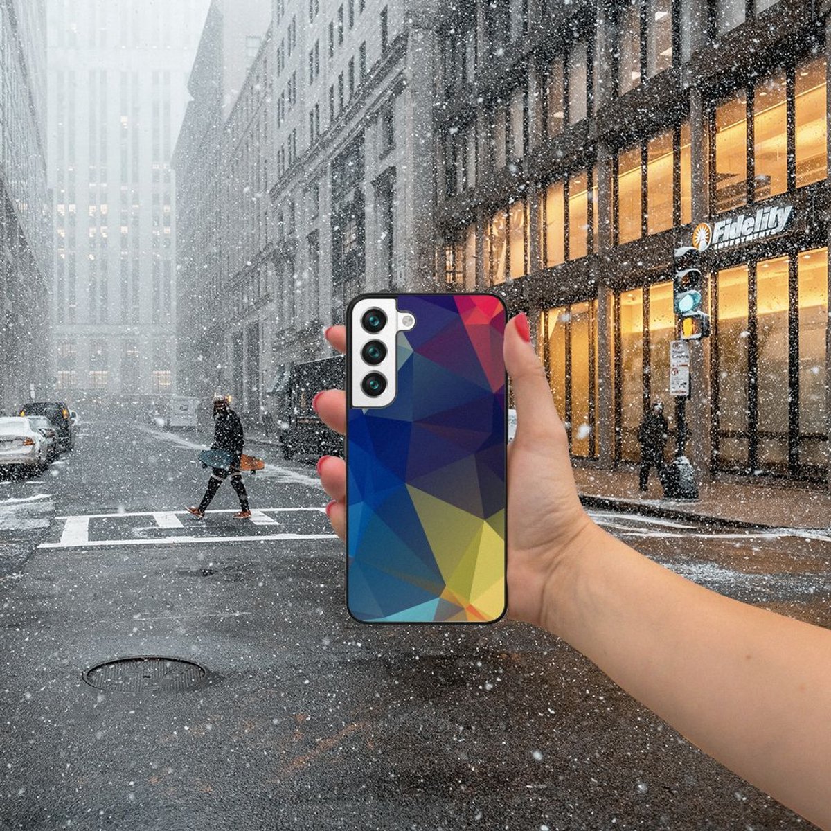 Samsung Galaxy S22 Backcover Polygon Dark