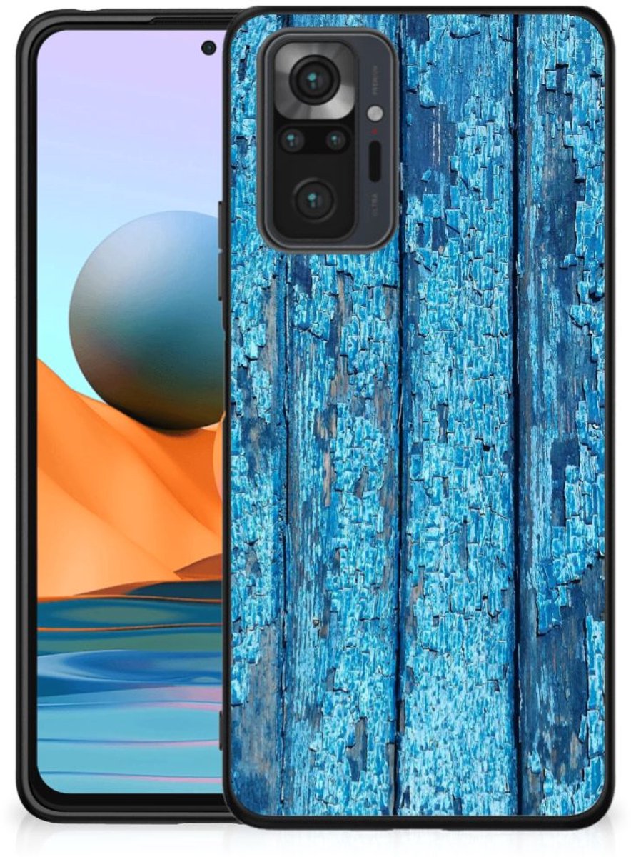 Xiaomi Redmi Note 10 Pro Houten Print Telefoonhoesje Wood Blue