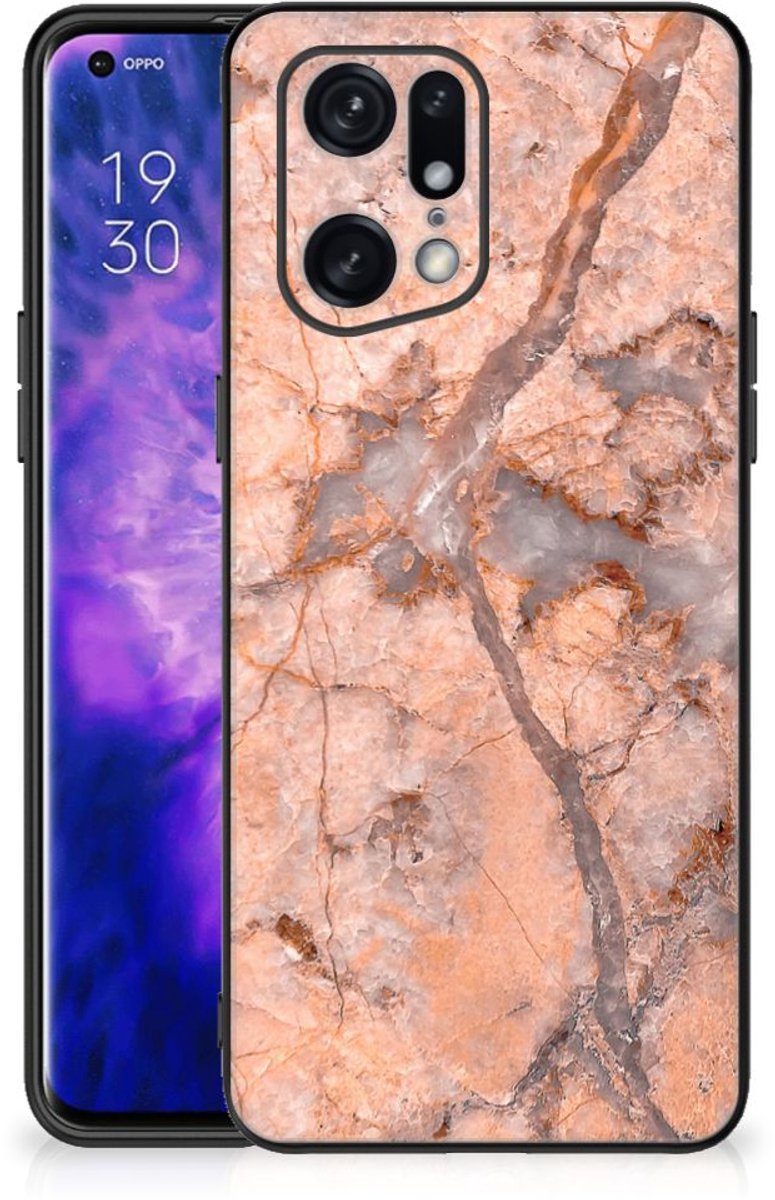 OPPO Find X5 Pro Marmeren Print Telefoonhoesje Marmer Oranje