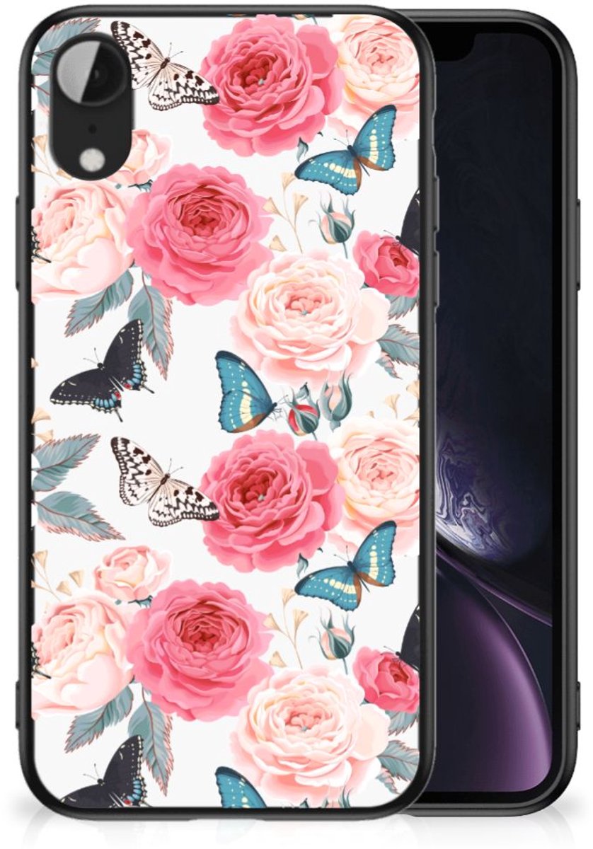 Apple iPhone XR Bloemen Hoesje Butterfly Roses