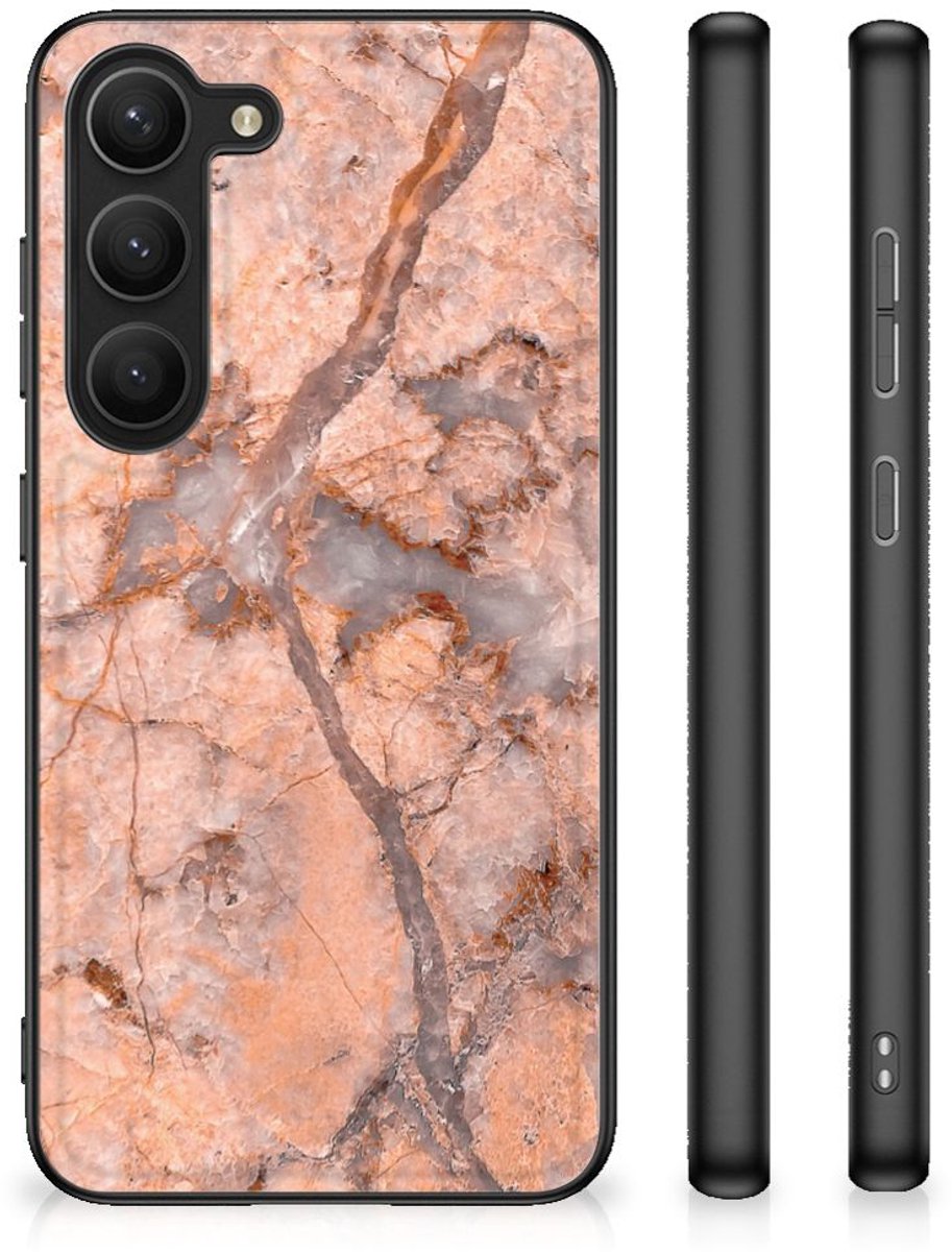 Samsung Galaxy S23 Marmeren Print Telefoonhoesje Marmer Oranje