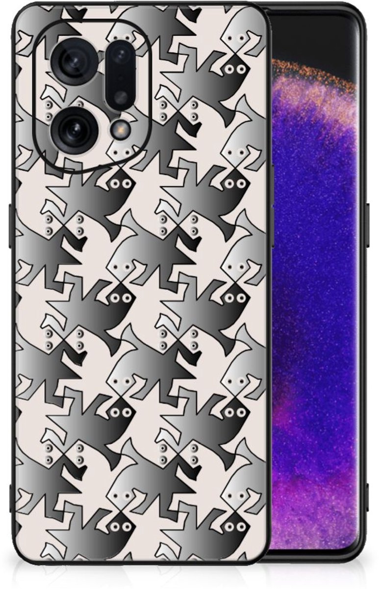 Back Cover voor OPPO Find X5 Dierenprint Telefoonhoesje Salamander Grey