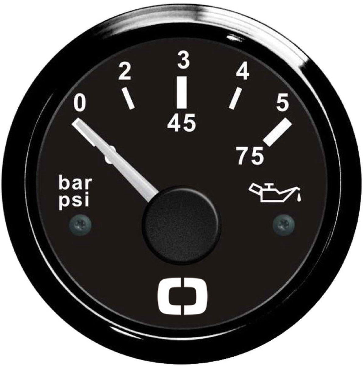 Osculati 12/24V zwarte Oliedrukmeter 0-5bar / 0-75psi Ø51mm gatmaat | 27.320.10