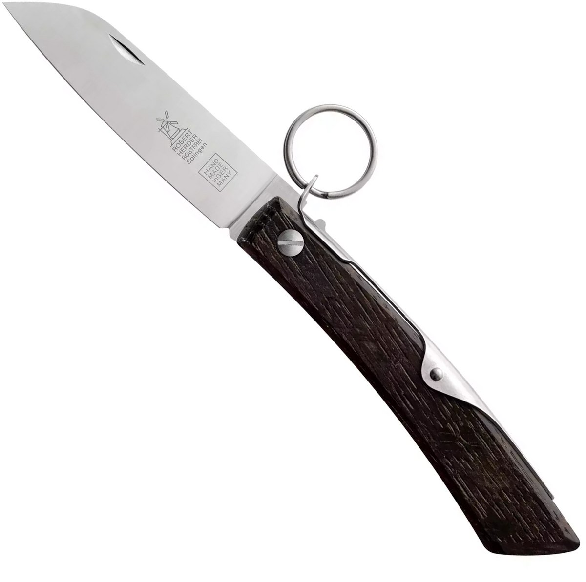 Robert Herder IBEX 80 – Zakmes – RVS Lemmet – Gerookt eiken handvat – Ratchet-Lock