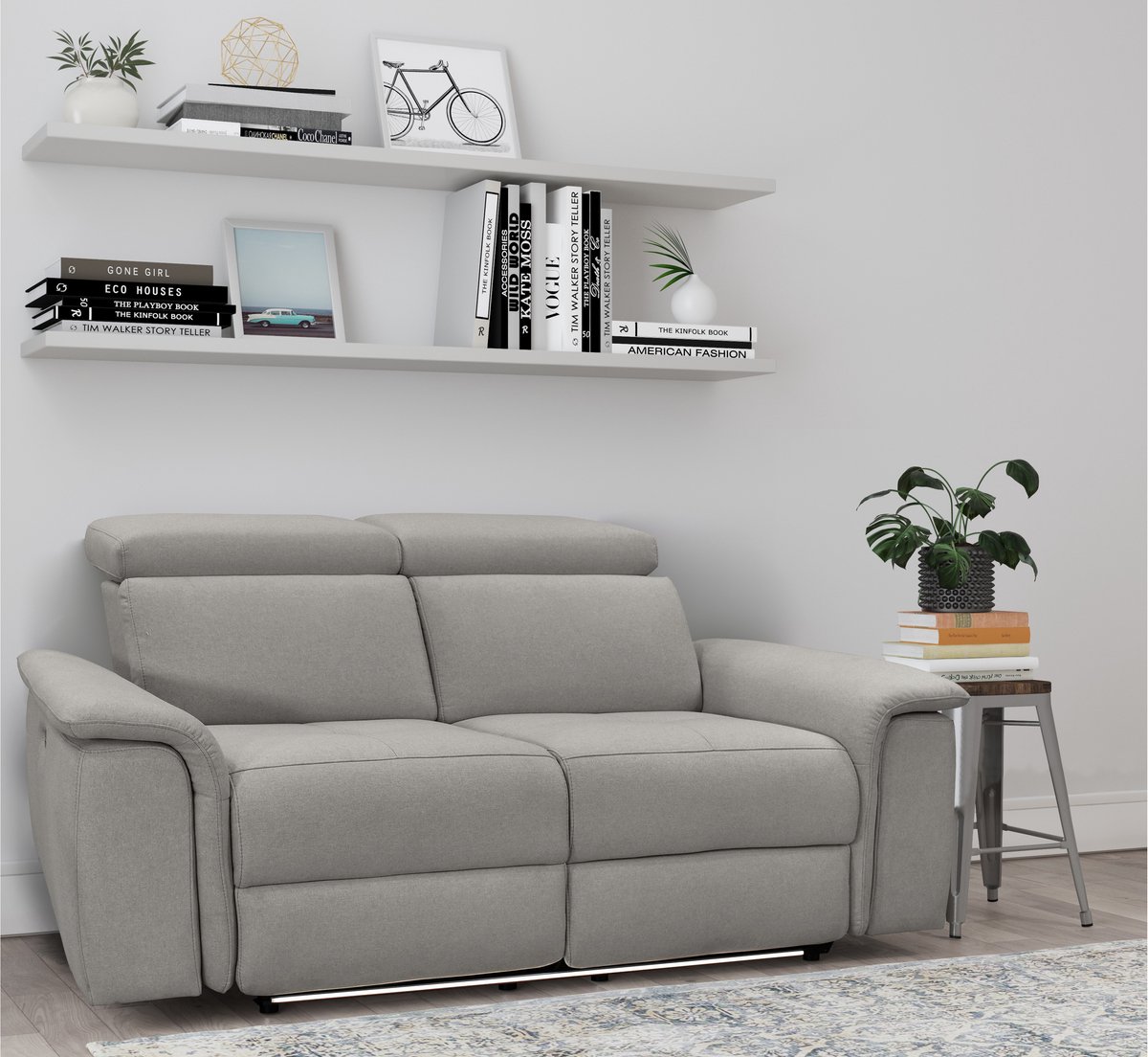 Notio Living Pareli-Sofa 2-zits - Handmatige Relax - Grijs Stof
