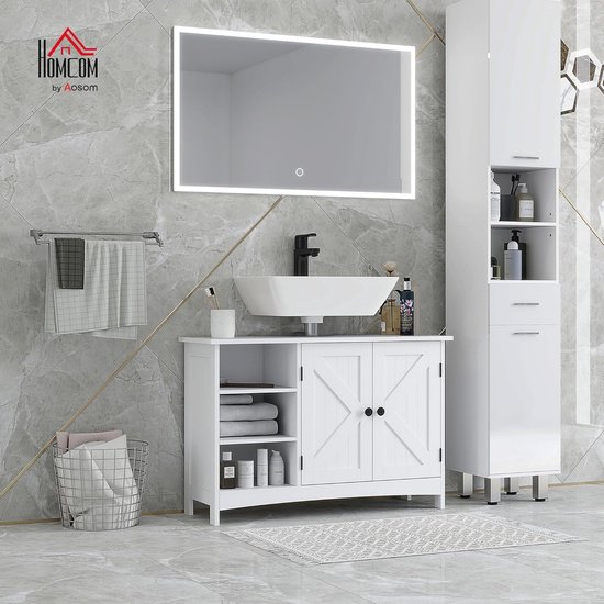 EUGAD Wastafelonderkast badkamerkast onder wastafel spaanplaat,Staande kast Badkamer meubel 60x40x60,5cm,Wit 0138WY EUGAD Wastafelonderkast badkamerkast onder wastafel spaanplaat,Staande kast Badkamer meubel 60x40x60,5cm,Wit 0138WY