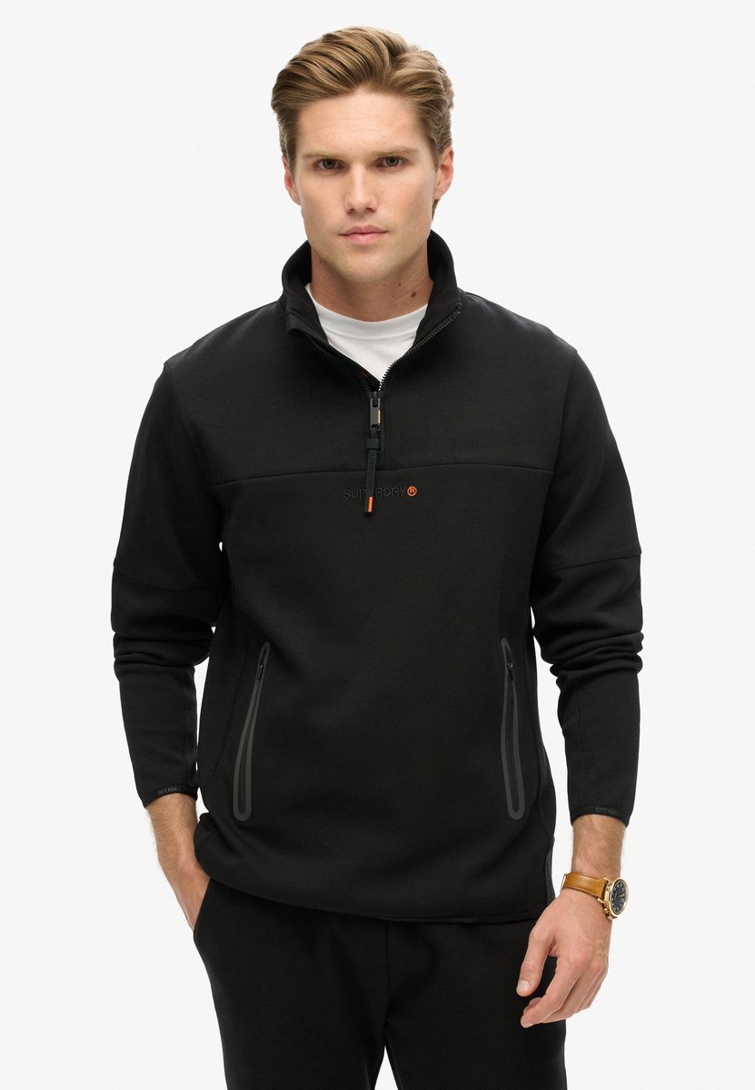 Superdry Tech Logo trainingsvest met losse pasvorm en halve rits Heren Truien Zwart