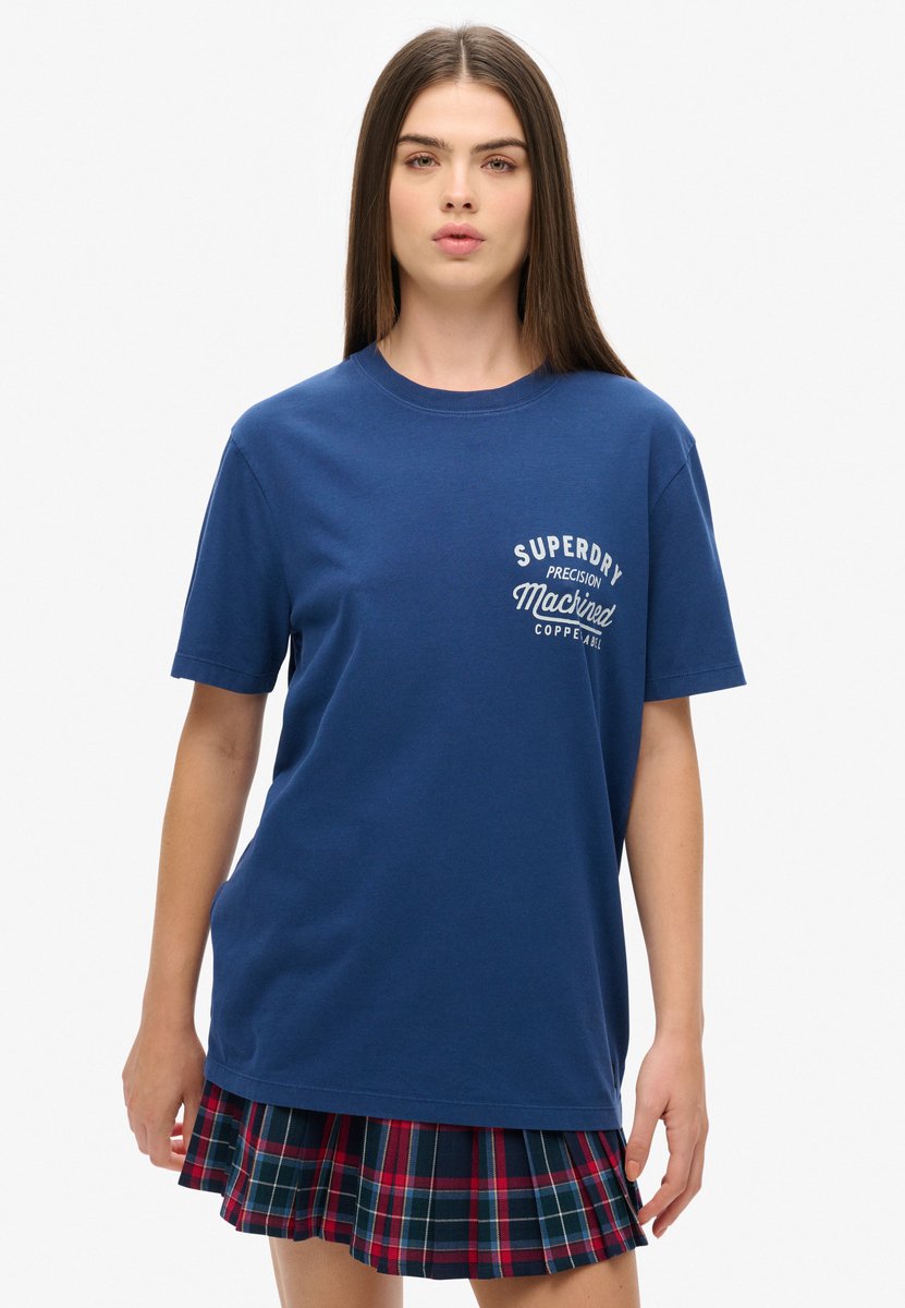 Superdry Oversized Copper Label T-shirt met print op de borst Dames T-shirts Blauw