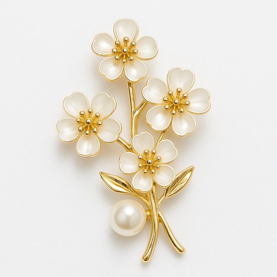 Foto: Xuternity pearl blossom vergulde broche met zoetwaterparel en bloemen luxe dames sieraad parel broche voor jurk of jas