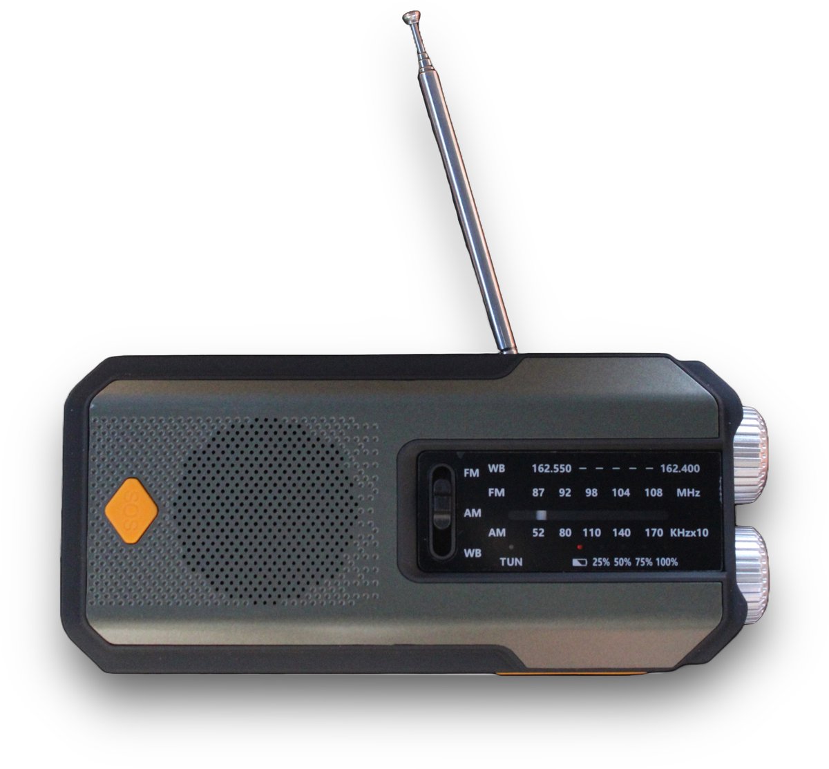 Niba® Noodradio - Krachtige Zaklamp - SOS Knop - Noodpakket Oorlog - FM/AM - Draagbare Opwindbare radio - Solar Radio - Kamperen - Noodalarm - Powerbank in Groen Zwart. Het ideale hulpmiddel voor noodsituaties en outdoor avonturen