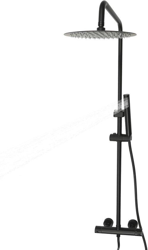 Herschrijven van de titel: Thermostatische inbouw regendouche set met mat zwarte finish, 30 cm Herschrijven van de titel: Thermostatische inbouw regendouche set met mat zwarte finish, 30 cm
