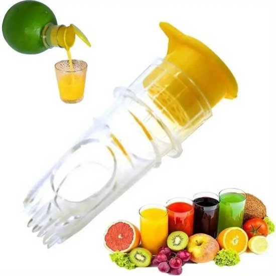 K&R Ventures® Handmatige Citroenpers - Compacte Citruspers met Schroefdop & Deksel - Voor Cocktails, Drankjes & Keuken - Geel Sapcentrifuge van Merkloos — afbeelding 2