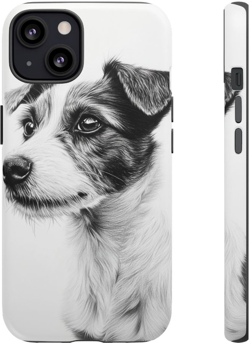 Hondenportret in Houtskool en Grafiet – Telefoonhoesje Geschikt voor iPhone 13