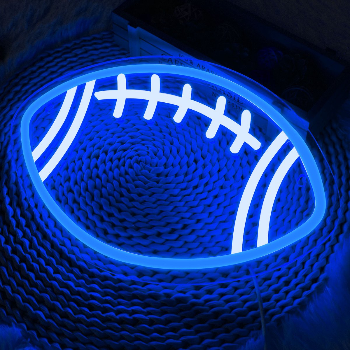 Rugby LED Neon Verlichting - USB-aangedreven met Aan/Uit - Neon Led Lamp - Wanddecoratie voor Speelkamer & Slaapkamer - Incl Ophanghaakjes, Ideaal voor Feest, Festivals en Speciale Gelegenheden(Blauw)