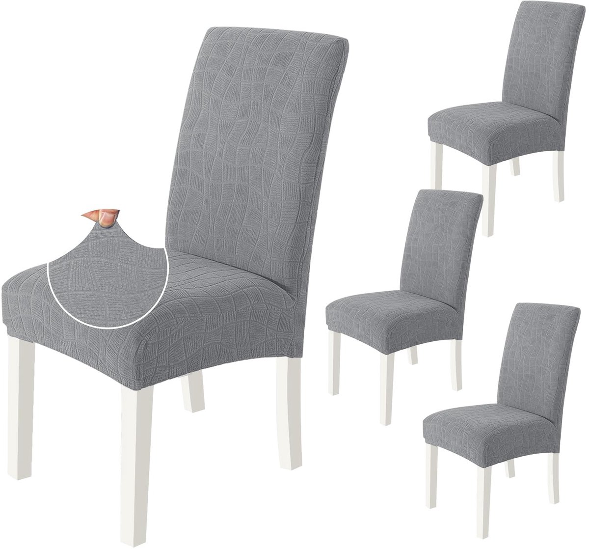 Ibenzoa® Set van 4 elastische stoelhoezen in lichtgrijs voor diverse gelegenheden
