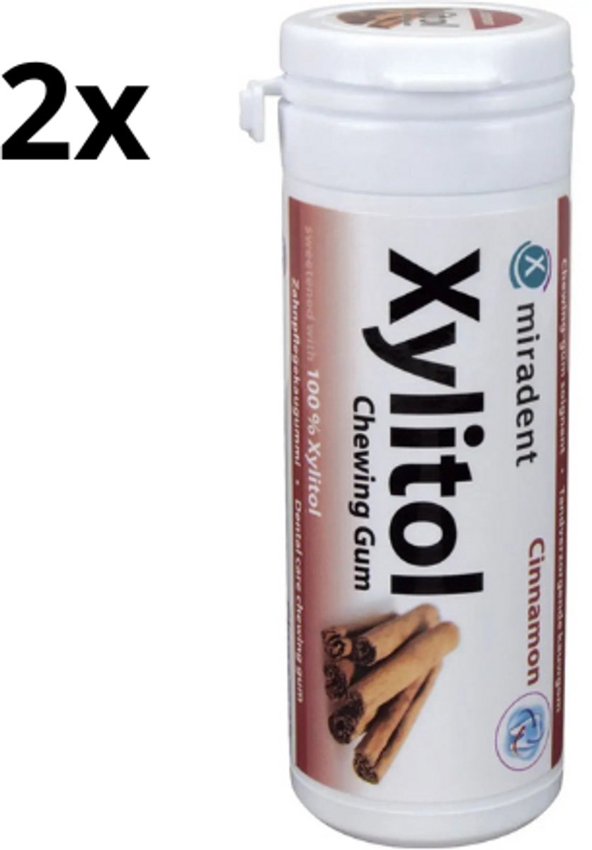 Miradent Xylitol Kauwgom | Kaneel | 2 x 30 stuks | Voordeelverpakking