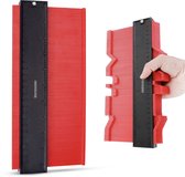 IMENGINE® Aftekenhulp 25 cm - profielaftaster - Precisie Profielmeter met Inch & Centimeter Verdeling – Voor Tegels, Laminaat, Plinten & Meer – Rood/Zwart