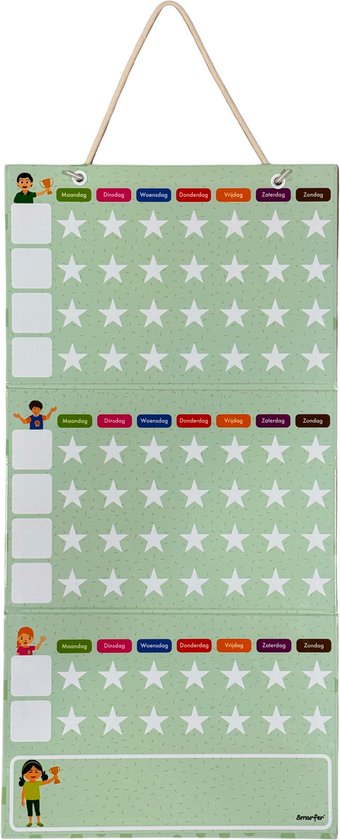 Smarfer - Système de récompense magnétique détaché - 67 x 33,5 cm - Tableau de récompense enfant - Planificateur hebdomadaire - Tableau de planification - Carte de récompense - Calendrier de récompense - Comprenant un marqueur pour tableau blanc