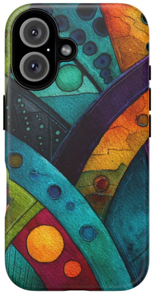 Kleurrijke Abstracte Geometrische Kunst – Telefoonhoesje Geschikt voor iPhone 16