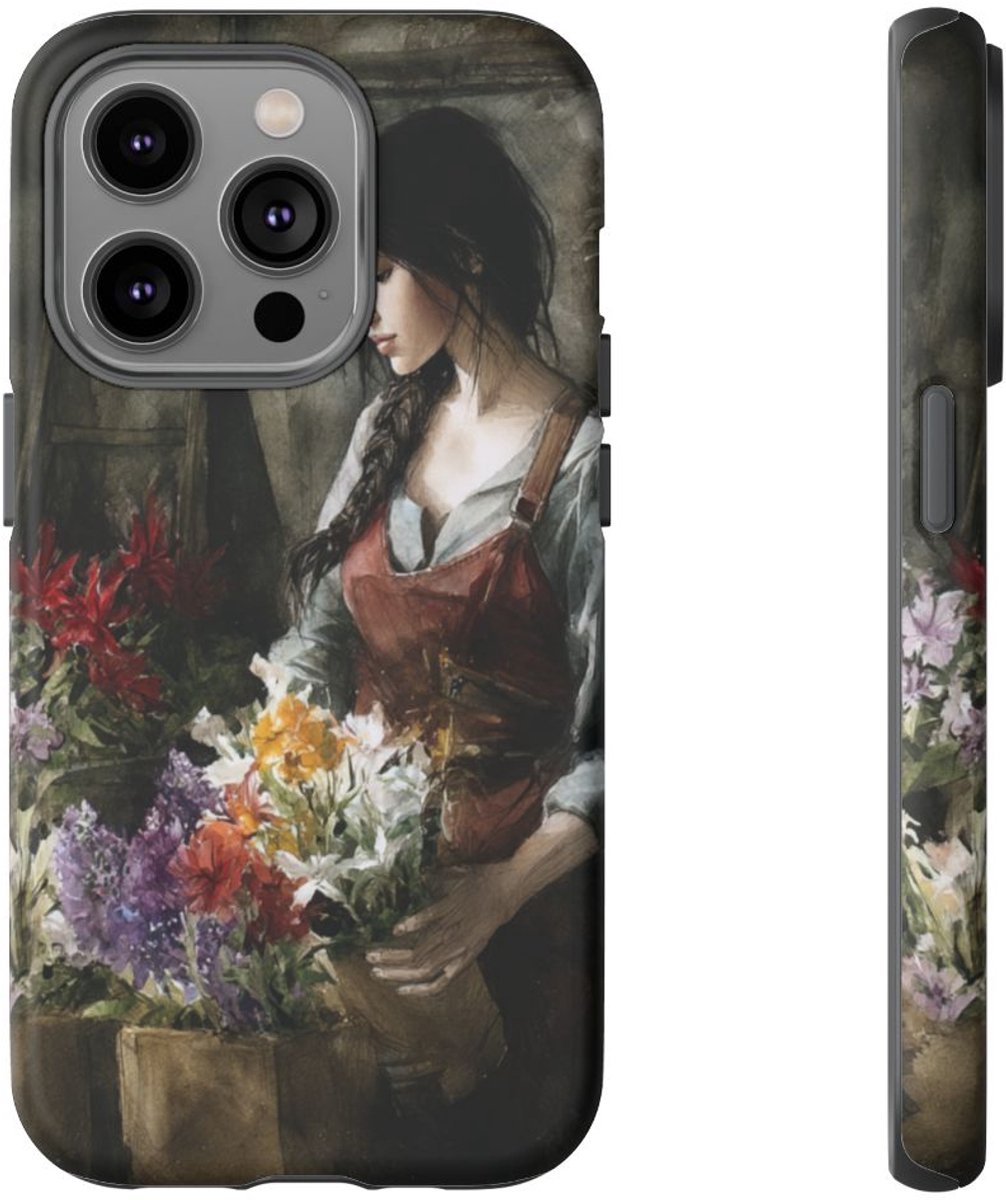 Vrouw Schikt Bloemen Kunst – Telefoonhoesje Geschikt voor iPhone 14 Pro