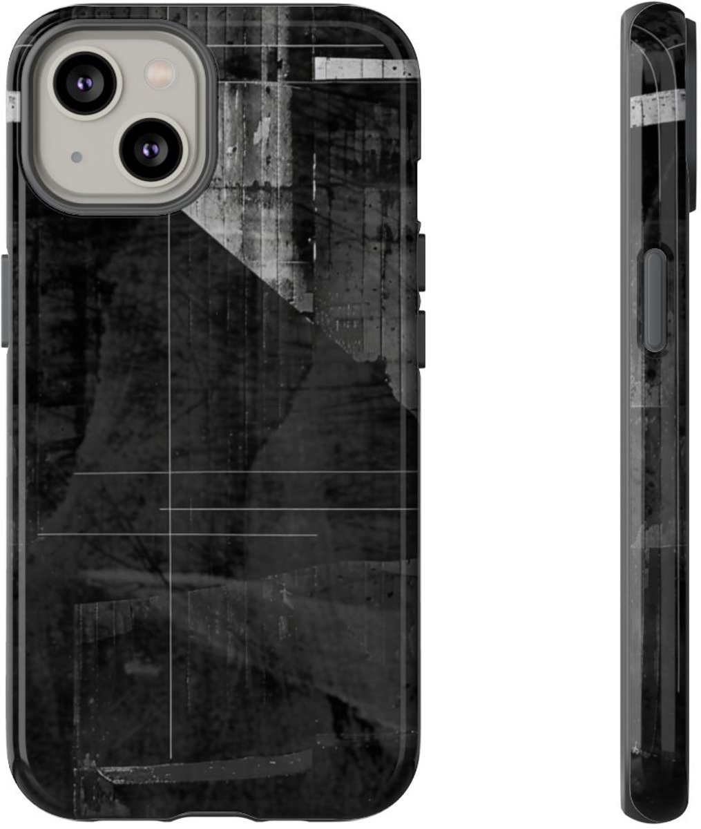 Zwart-Wit Abstracte Geometrische Textuur – Telefoonhoesje Geschikt voor iPhone 14