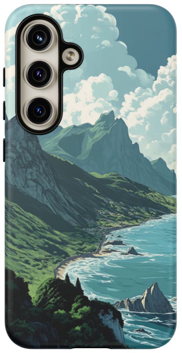 Berg- en Zeelandschap – Telefoonhoesje Geschikt voor Galaxy S24