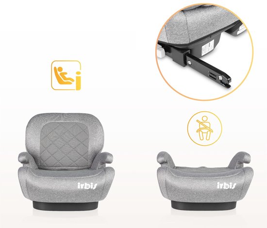 IsoFix Autostoel i-Size Booster - Grey ( 125–150 cm, ca. 6–12 jaar)