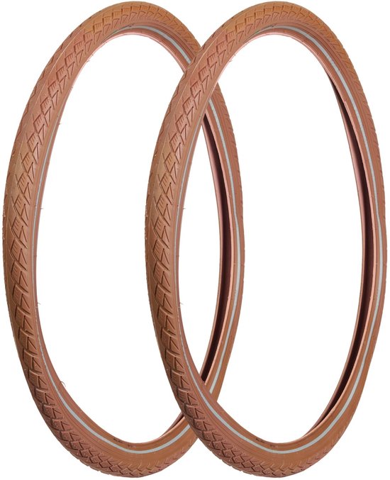 2x Fietsbanden Bruin Retro Stijl 28" 47-622 Lekvrij