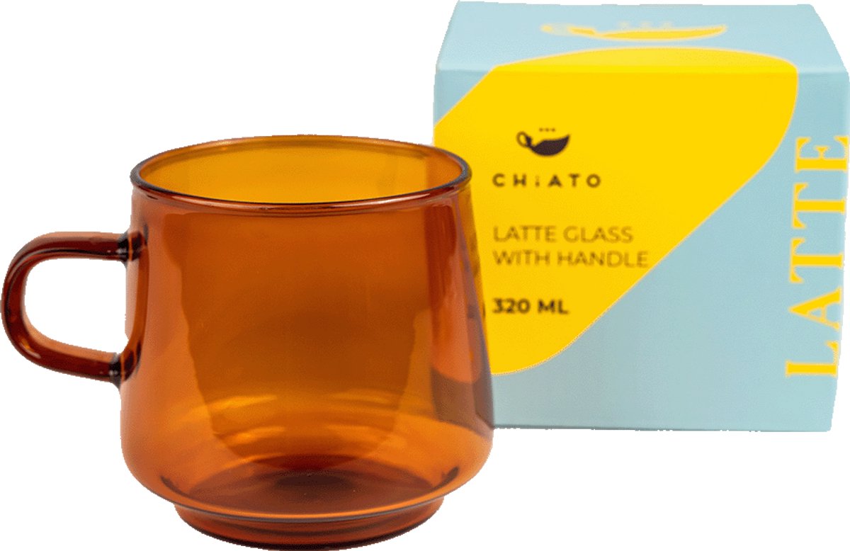 Latte glas met oor CHiATO, 320 ml – bruin