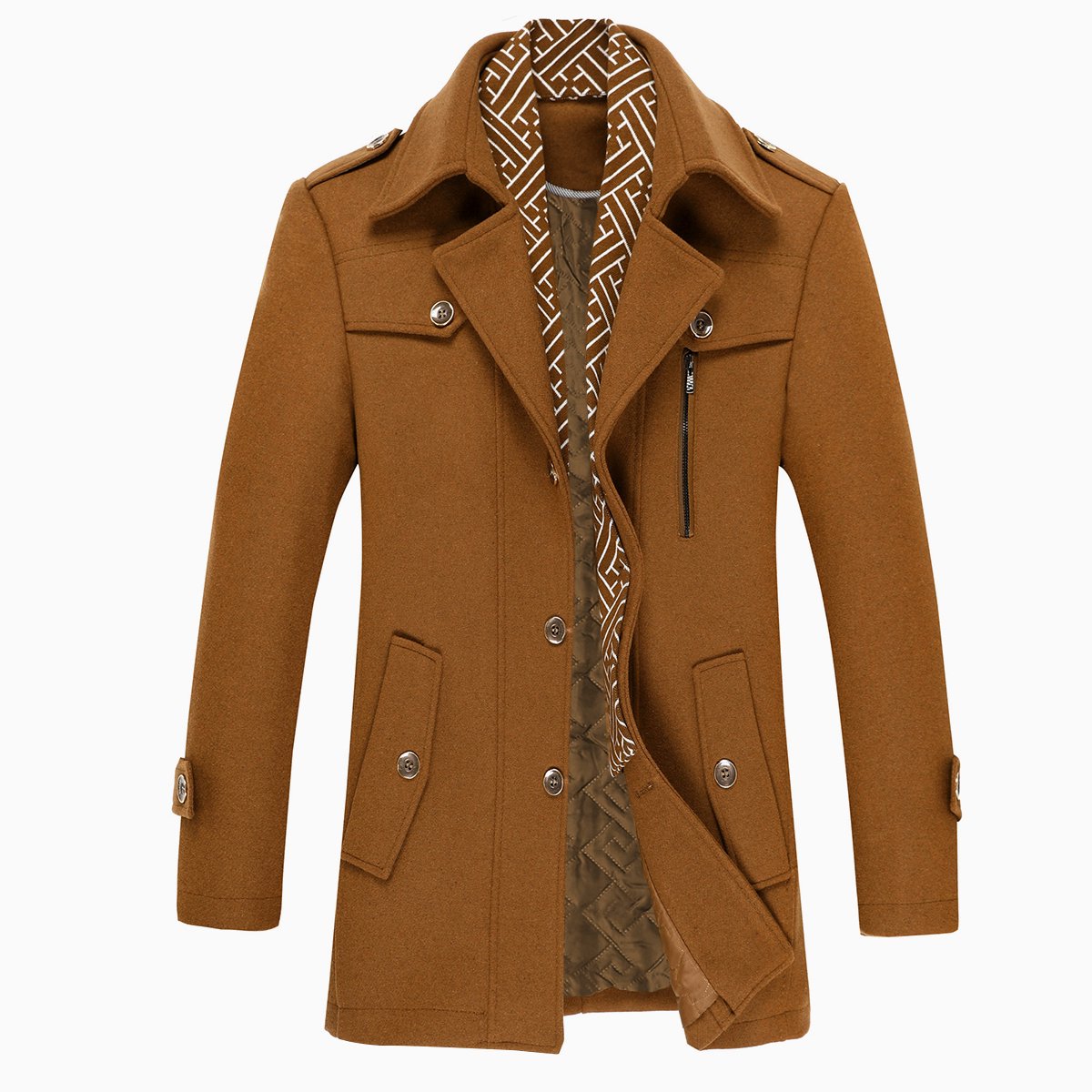 ALLTHEMEN Heren Parka Wollen Jassen - Korte Warme Winterjas- L