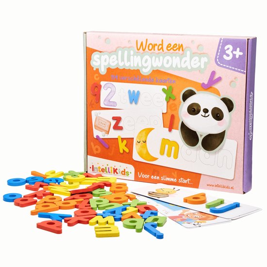 Intellikids – Word een Spellingwonder | Educatief Montessori Spel spelling groep 3-4 | 114 verschillende kaarten in 6 verschillende thema's | leren spellen & letterherkenning
