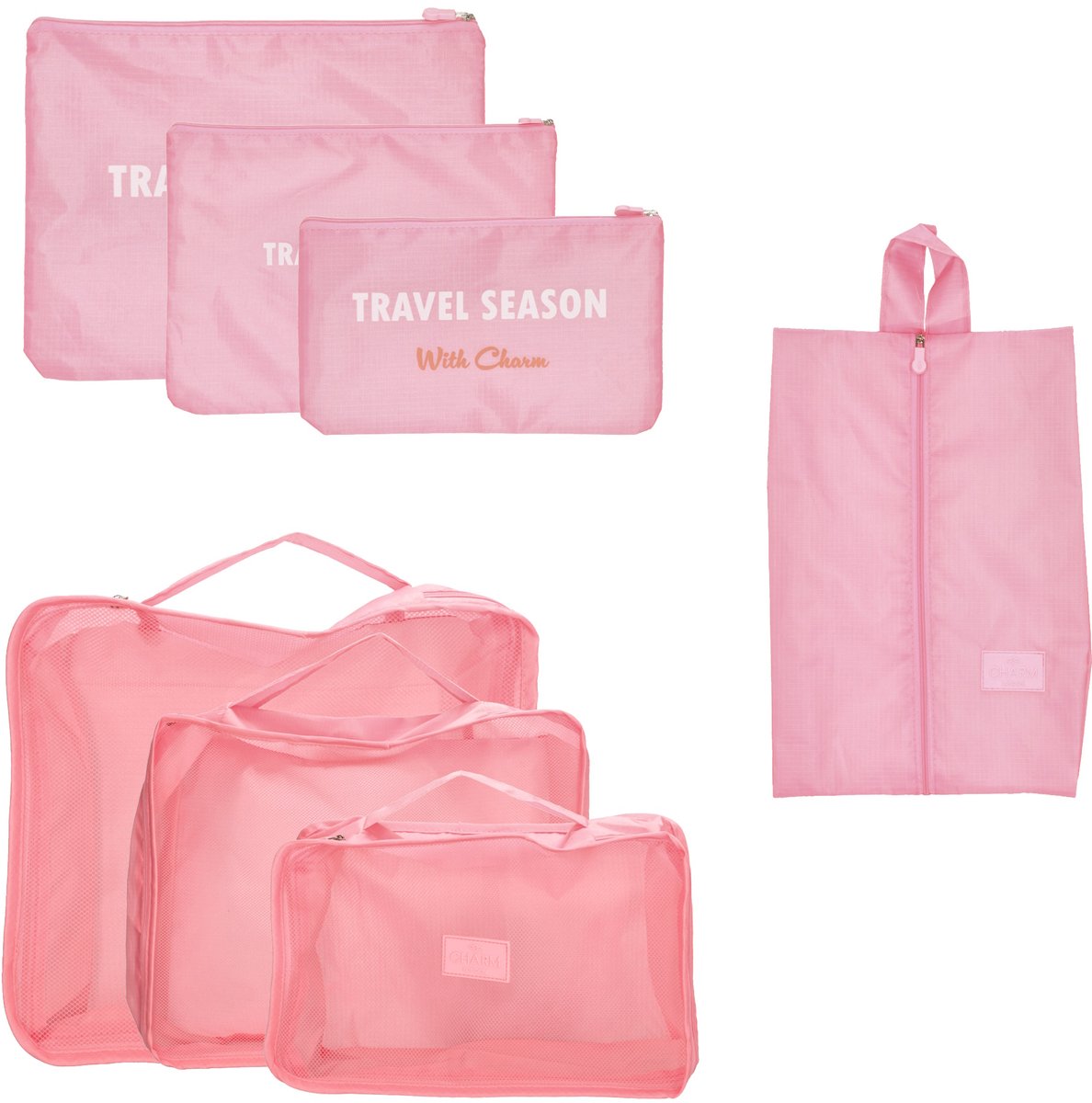 Charm London Travel Accessoires Packing cubes - 6 delig - Roze