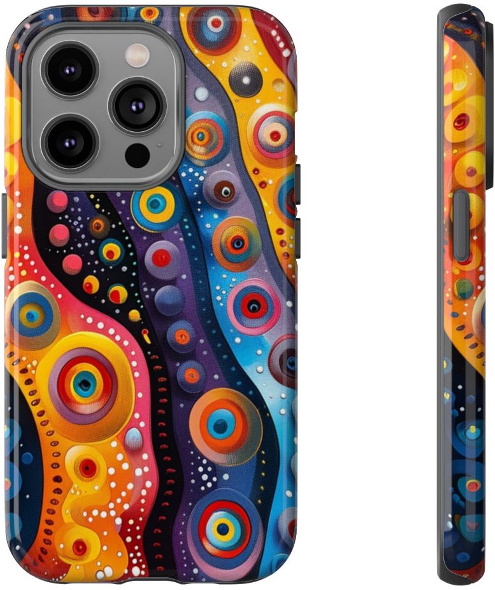 Kleurrijk Abstract Cirkelpatroon – Telefoonhoesje Geschikt voor iPhone 14 Pro